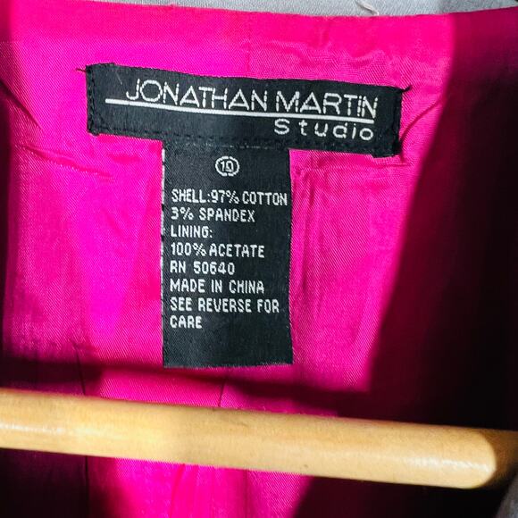 Jonathan Martin Studio Pink Piped Blazer Jacket Career Casual 3 Button - 10 - Picture 5 of 5